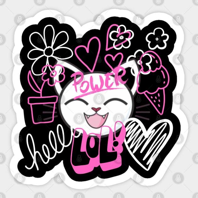 HELLO POWER CAT Sticker by KomfyCAT